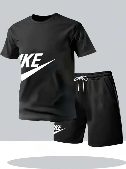 Summer fashion street short sleeved sports suit men's sports shirt set