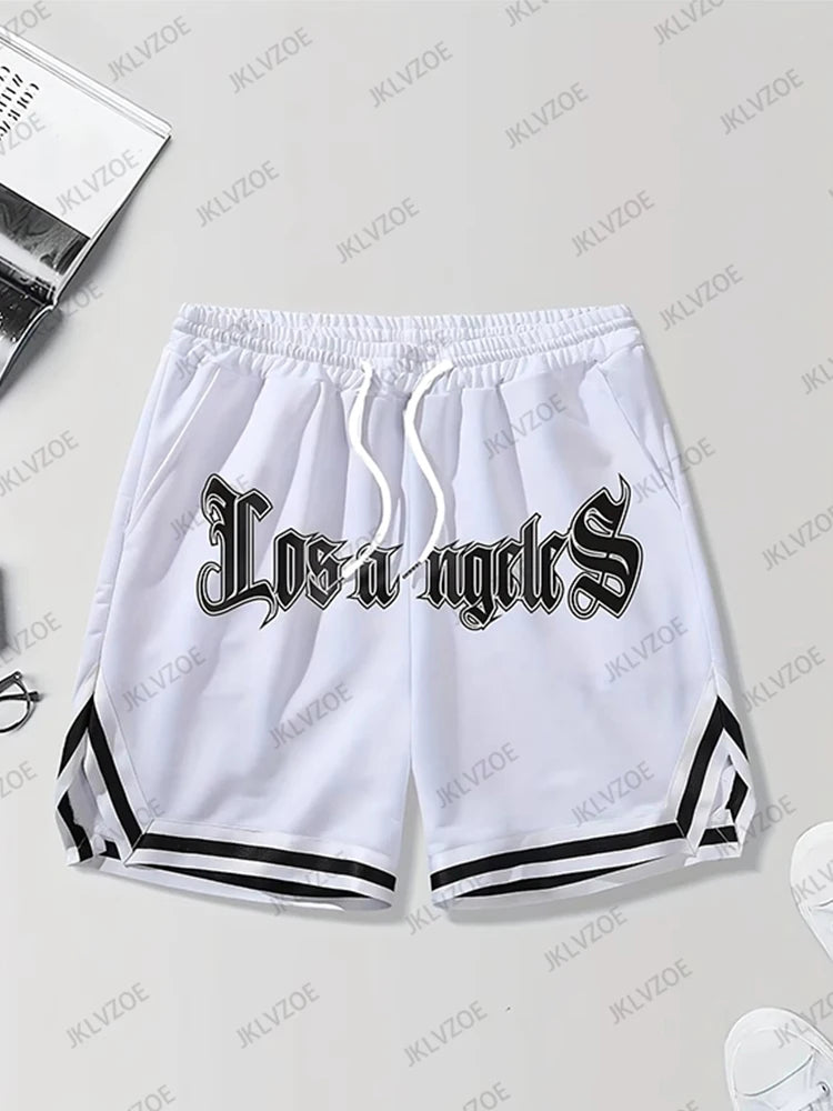 Summer New Men's Los Angeles Print Baskerball Short Pants Jersey