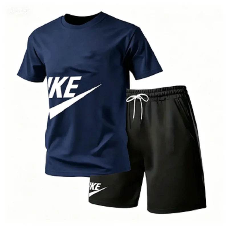 Summer fashion street short sleeved sports suit men's sports shirt set