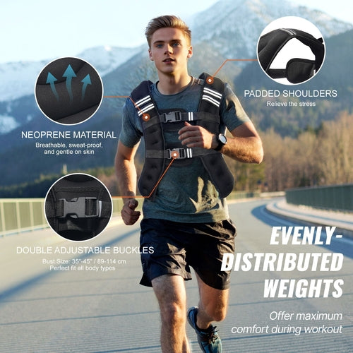 Weighted Vest, 20 lbs Weight Vest with Reflective Stripe, Adjustable