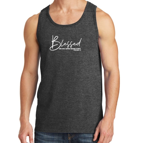 Mens Fitness Tank Top Graphic T-shirt Blessed with Every Spiritual