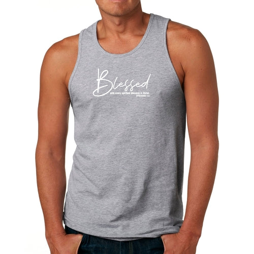 Mens Fitness Tank Top Graphic T-shirt Blessed with Every Spiritual