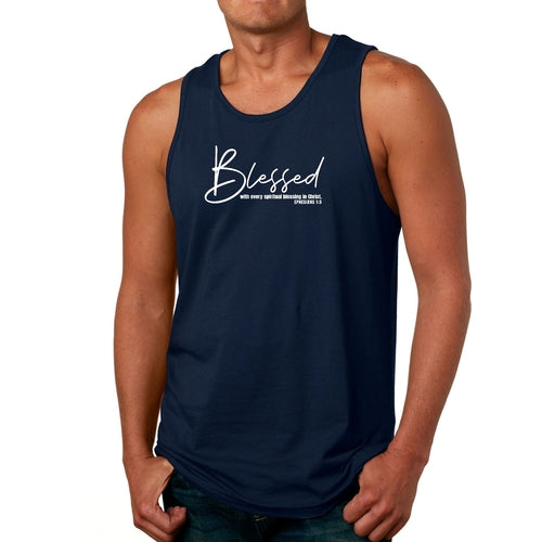 Mens Fitness Tank Top Graphic T-shirt Blessed with Every Spiritual