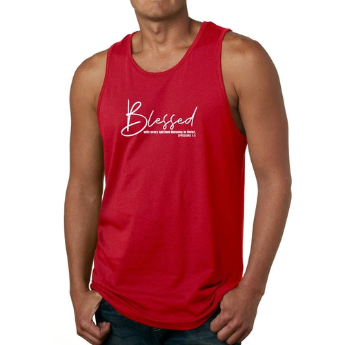 Mens Fitness Tank Top Graphic T-shirt Blessed with Every Spiritual