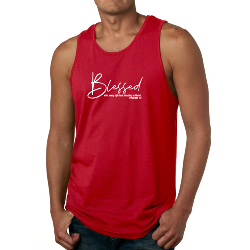 Mens Fitness Tank Top Graphic T-shirt Blessed with Every Spiritual