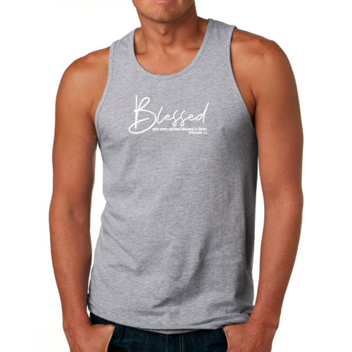 Mens Fitness Tank Top Graphic T-shirt Blessed with Every Spiritual